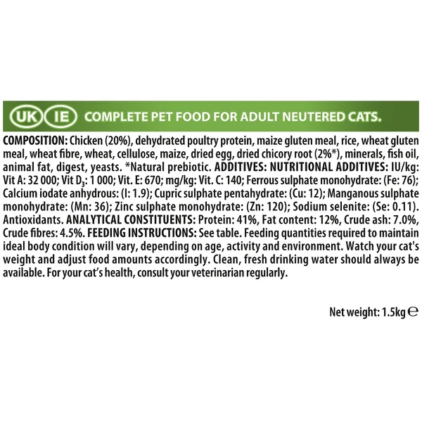 Purina Pro Plan Sterilised Adult Cat Delicate Digestion Rich in Chicken 1.5 Kg