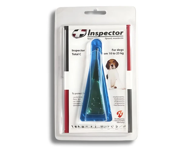 Inspector Total C Spot-on For Dogs From 10 To 25 kg (Fipronil , Moxidectin ) X 1 Pipette 